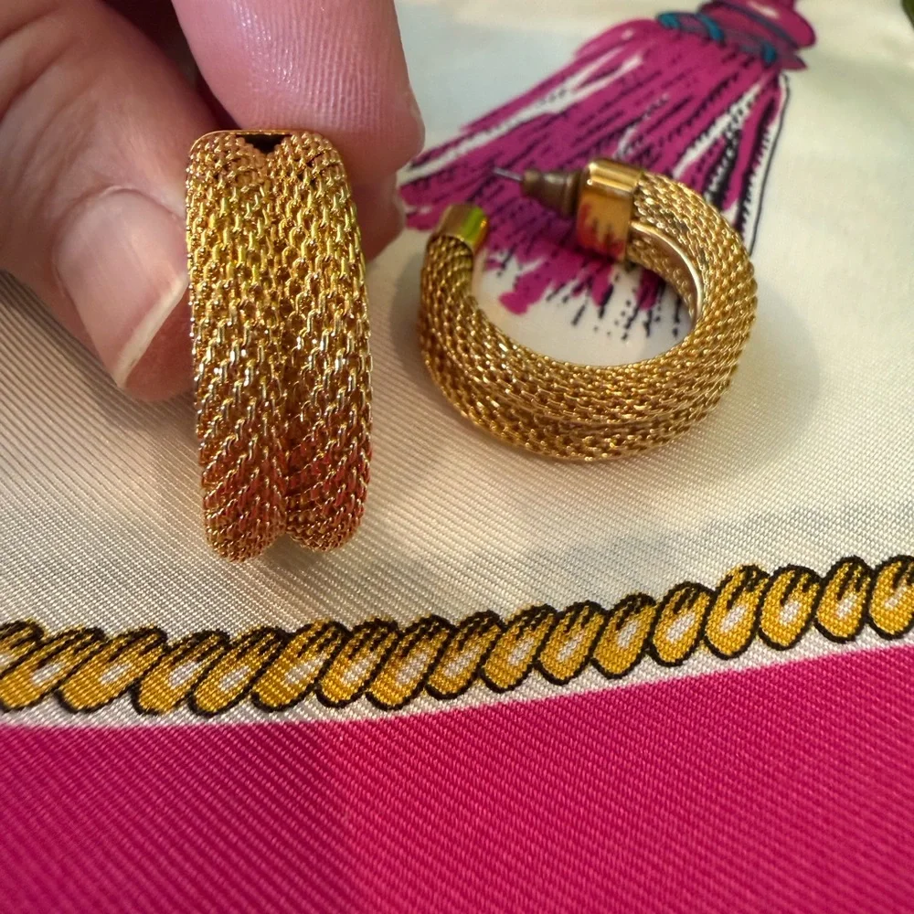 Vintage Gold Mesh Hoops
